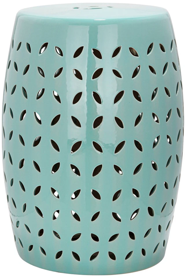 Safavieh Lattice Petal Robins Egg Blue Ceramic Garden Stool - Image 1 of 2