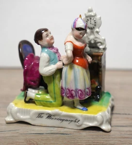Antique 19th Century Porcelain Fairing The Wedding Night Cute Glass vtg Figure - Picture 1 of 4