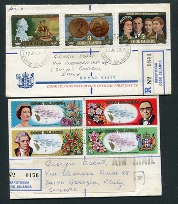 COOK ISLANDS 1969-70 dos reg. let. st. de RAROTONGA a ITALIA Foto 1 de 2