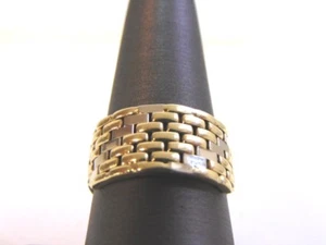 Mens 14K Yellow & White Gold Cigar Band Ring 6.2g E3802 - Picture 1 of 5