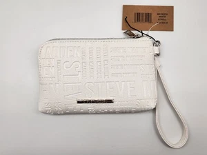 Cartera STEVE MADDEN Muñequera Doble Cremallera Logotipo Repujado Blanca con Asa - Imagen 1 de 5