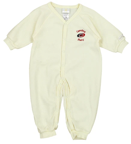 NHL Hockey Baby Infant Carolina Hurricanes Textured Sleeper Pajamas, Cream Cover