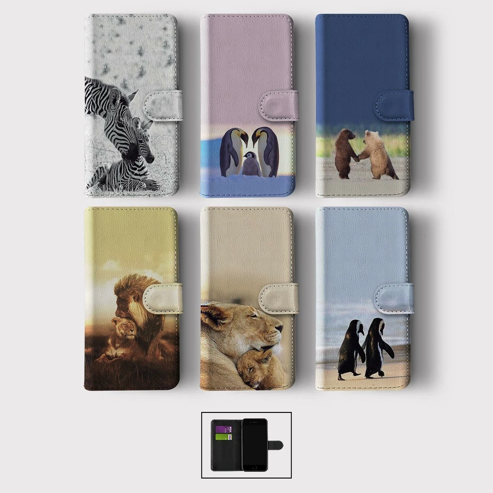 CASE FOR IPHONE 16 16E 15 14 12 SE PRO WALLET FLIP PHONE COVER ANIMAL MUM BABY - Image 1 of 1