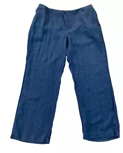 Pantalones de mujer Lauren Ralph Lauren talla 18W azul lino pierna ancha bolsillos - Imagen 1 de 9