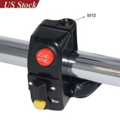 Interruptor de haz de luz de señal de giro de bocina de manillar de motocicleta de 7/8"" con orificio de tornillo M10 Foto 1 de 4