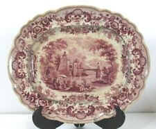 Antique Rare John Ridgway Pomerania Transferware Pink Platter 1830's