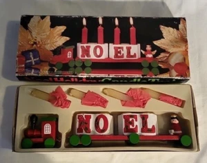 Noel Holiday Candle Zug Dekoration Vintage Weihnachten 1983 Holz in Box Taiwan - Bild 1 von 7