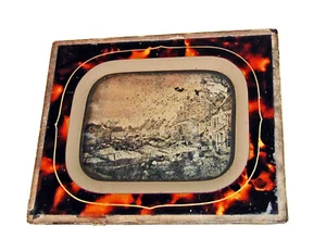 c1855 OUTDOOR 1/4 PL AMBROTYPE of BUSY French FRANCE Belgium CITY Street SCENE - Picture 1 of 8