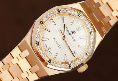 Audemars Piguet Royal Oak 37mm Rose Gold Diamond Bezel Silver Dial 15451OR - Image 1 of 4