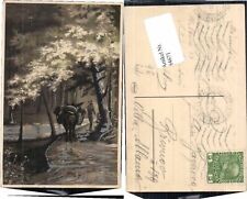 84671;Künstlerkarte Esel Bäume Wald 