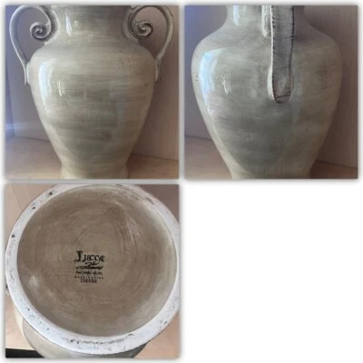 Jarrón jarra cerámica esmaltada de doble mango colección pintada a mano ZGallerie Lucca Foto 1 de 4