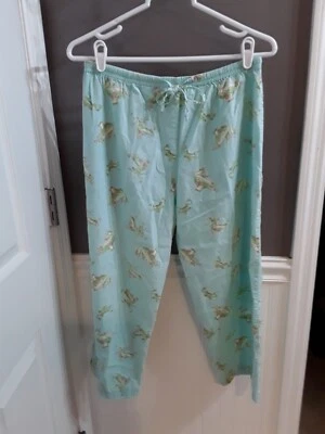 Woolrich Women's green w/ frogs sz S cropped Pj Pants GUC 😊FAST SHIP 😊 - Photo 1/4