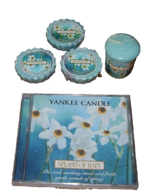 Yankee Candle Splash of Rain CD, VOTIVO y 3 TARTAS DE CERA aroma retirado Foto 1 de 4