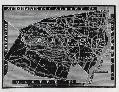 Mapa Gordon 1836 Condado de Geene Nueva York Catskill Coxsackie Atenas Cairo Greenville Foto 1 de 3