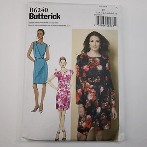 Butterick B6240 Misses Dress Drape Bodice Dress Sewing Pattern Size 14-22 Uncut - Picture 1 of 6