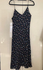 & OTHER STORIES Black Floral Midi Silky Slip Dress Size UK 16 EU 42 US 10 VGC - Picture 1 of 4