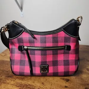Dooney & Bourke Red/Black Buffalo Plaid Small Hobo Handbag 375506854 - Picture 1 of 7