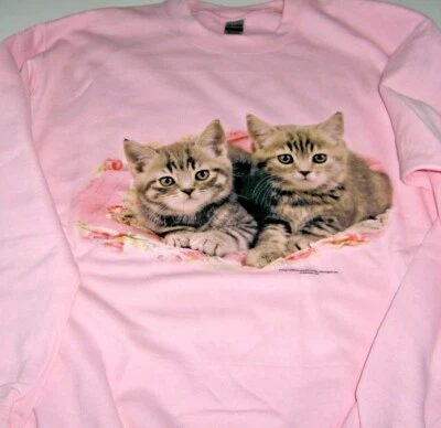 "Dos gatitos grises" - Gildan (rosa) polar manga larga cuello redondo sudadera Foto 1 de 3