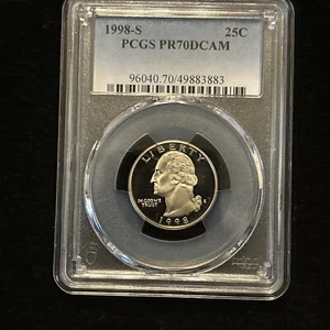1998 S Washington Quarter Proof 25c Pcgs Pr70 Dcam Deep Cameo - Picture 1 of 15