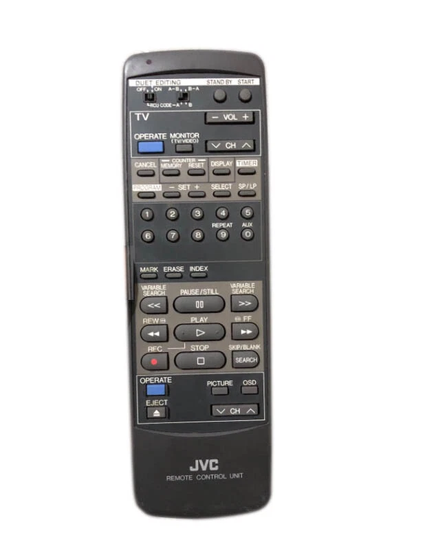 Original JVC Video Cassette Recorder HR-D36ED Remote Control - Image 1 of 1