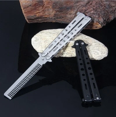 Butterfly Kamm Taschenkamm LEGAL Trainer Training Messer Balisong Übungsmesser