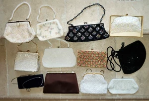 12 Vintage Elegant Beaded Evening Bag Lot Clutch Purse Japan Handmade Sequined - Picture 1 of 24