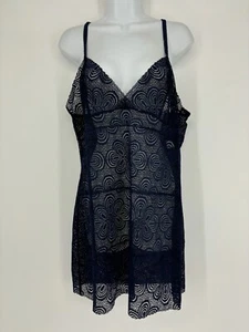 Josie Natori dunkelblau transparente Spitze ärmellos Dessous Unterkleid Damen Größe XL - Bild 1 von 9