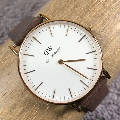 Daniel Wellington Mujer Tono Dorado 36mm Cuero Marrón Cuarzo Reloj Analógico 7 1/4" Foto 1 de 4
