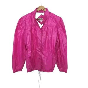 Vintage 70s Windbreaker Jacket Neon Pink Women L Windy Weather Retro Lined - Picture 1 of 7