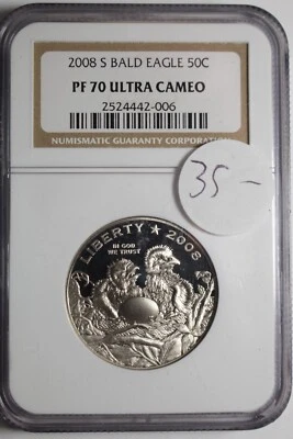 2008 S Bald Eagle PF70 NGC Half Dollar - Image 1 of 2