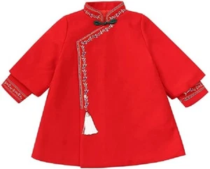 Quenny 12908Girl's Winter Double-Sleeve Embroidered Woolen Coat New Year Clothes - Picture 1 of 6