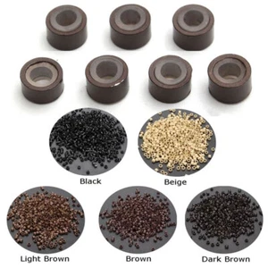 1000X Micro Perlen Micro Ringe Silikon Lined Hair Extensions Beads Loop 5mm 3mm - Bild 1 von 18