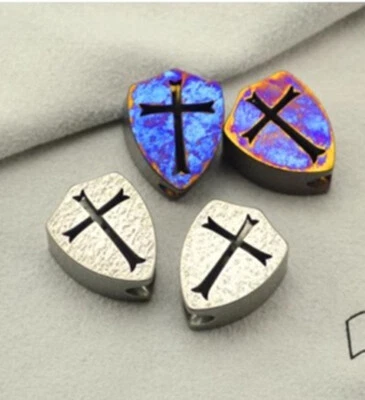 Titanium Cross Lanyard Bead Knife Tool Paracord Beads EDC Ti Knife Beads Pendant - Image 1 of 4