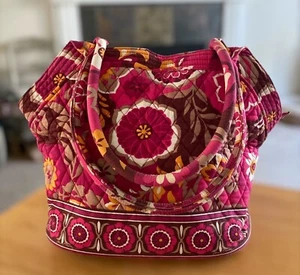 Vera Bradley Carnaby Print Beuteltasche rosa Blumen 15” x 11” Doppelgriff - Bild 1 von 6