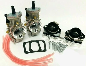 Banshee 34mm 34 Mil PWK Style Carbs Carb Carburetors Billet Intake Manifolds Set - Picture 1 of 1