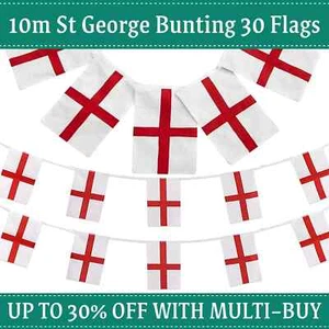 10M ENGLAND FLAG BUNTING ST. GEORGE'S PARTY FOOTBALL RUGBY BANNER WORLD CUP - Picture 1 of 7