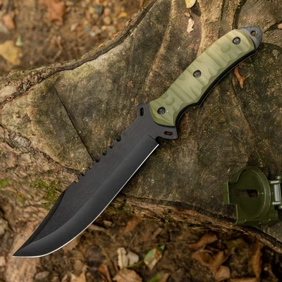 Dispatch13.5"Bowie Knife Fixed Blade Knife Full Tang Nylon Sheath Hunting Knives - Image 1 of 4