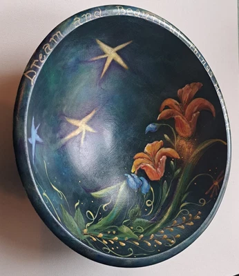 Vintage Weston Bowl Mill Wood Hand Painted Art McKay Flowers Dream Lily Star - Image 1 of 4