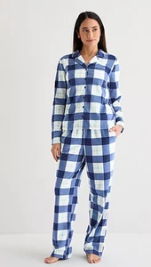 NWT ADONNA  Blue Plaid Fleece Pajamas  Set 2 pc Set  XXL Retails $49.00 - Picture 1 of 3