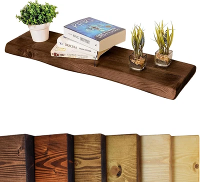 Waney/Live Edge Mensola Galleggiante Rustica 30Cm X 4.4Cm, Noce, 60Cm - Immagine 1 di 4