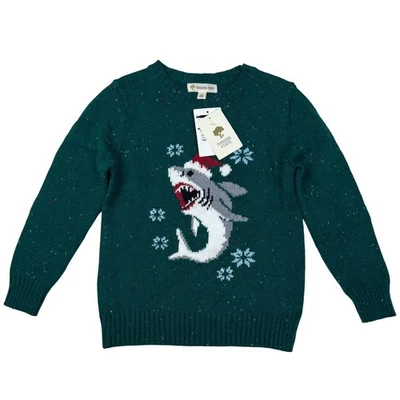 NUEVO Tucker Tate Niños Tiburón Santa Navidad Suéter Verde Copos de Nieve Talla 3 Regalo Foto 1 de 4