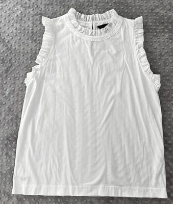 Camiseta de alta costura con volantes Banana Republic talla grande blanca algodón Supima Foto 1 de 4