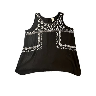 Túnica sin mangas para mujer XL 16-18 negra alta baja bordada descolorida gloria como nueva Foto 1 de 4