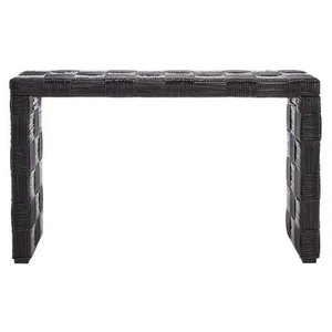 SAFAVIEH Adkin 17.7 In. Black/Rattan Rectangle Wood Console Table - Picture 1 of 7