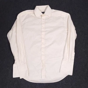 Canali Button Up Shirt Mens 41-16 Ivory Long Sleeve French Cuff Made In Italy - Picture 1 of 16