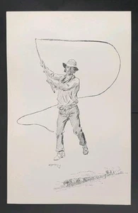 C.M. Arte occidental Russell "The Bull Whacker" 10,5x16 vintage 1970 sin marco - Imagen 1 de 10