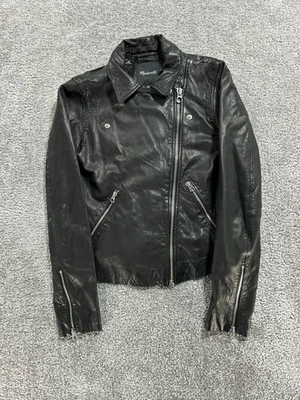 Madewell Jacket Womens Small Black Leather Full Zip - Image 1 of 4