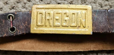 Vintage 1940s Oregon State University Metal Belt Buckle with Leather Belt - Image 1 of 3