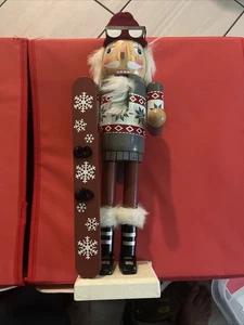 Christmas Nutcracker Skier Snowboarder 15” Holiday Mantle Decor Vintage - Picture 1 of 8