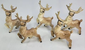 5 Vintage Keramik Rentiere - Tänzerin, Komet, Donner, Dasher & Amor Made Japan - Bild 1 von 7